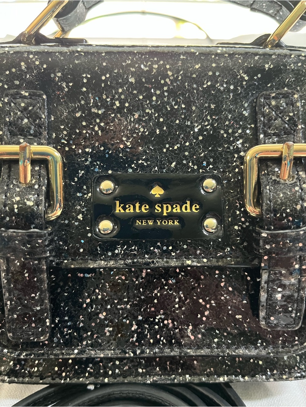 kate spade Black Glitter Mini Scout Satchel/Crossbody with Gold Hardware - Picture 2 of 10